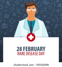 28 February. Rare Disease day. Medical holiday. Vector medicine illustration