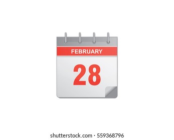 28 February red calendar vector illustration on white background