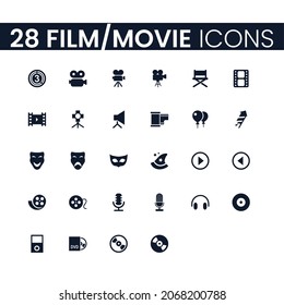 28 Film and Movie Icons Set. Icons Pack. Collection of Icons.