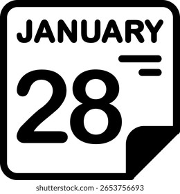 28 January Calendar Semi Solid minimalist Icon