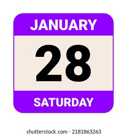 28 January, Saturday. Date template. Useful design for calendar or event promotion. Vector illustration EPS 10 File