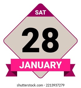 28 January, Saturday. Date template. Useful design for calendar or event promotion. Vector illustration EPS 10 File. Isolated on white background.