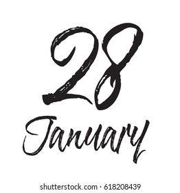 28 january text design. Vector calligraphy. Typography poster. Usable as background.