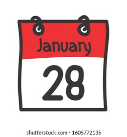 28 January. Vector flat daily calendar icon. Date and time, day, month. Holiday