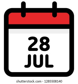 28. July - Calendar Icon - Vector Illustration - Vector