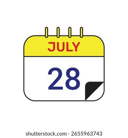 28 july calendar icon vector illustration design