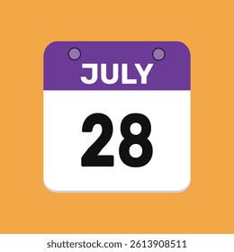 28 july calender icon text page monthly web design.