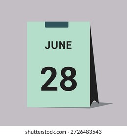 28 de junho ícone de data calendário ilustração vetor de calendário de mesa mínima
