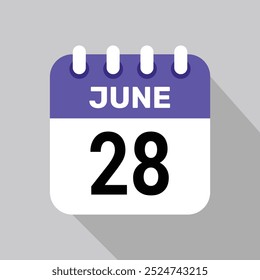 28 de junho calendário ícone vetor data design gráfico