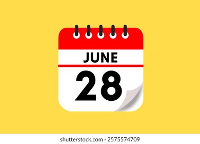 28 June month single day vector, illustration, calendar with red, black, white and yellow color background calendar June 28 - Powered by Shutterstock - Get 15% off with code: PIKWIZARD15