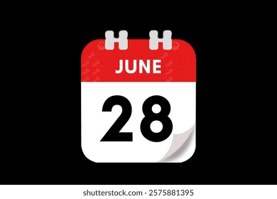 28 June month single day vector, illustration, calendar with red, gray, white and black color background calendar June 28 - Powered by Shutterstock - Get 15% off with code: PIKWIZARD15