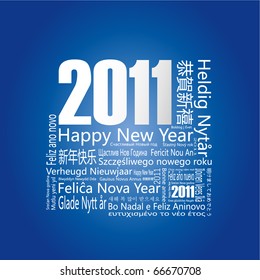 28 languages said "Happy New Year" in 2011.-Design and typography background.