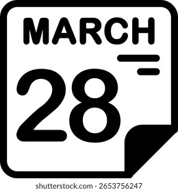 28 March Calendar Semi Solid minimalist Icon