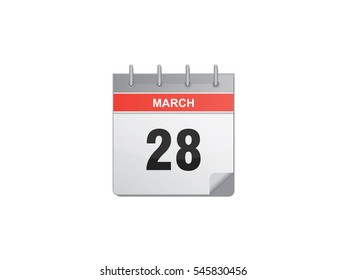 28 March calendar vector illustration on white background