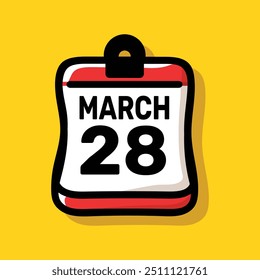 28 march calender color icon page year concept. number date text design.