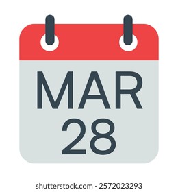 28 March Vector Calendar Icon. Isolated Vector Calendar. 