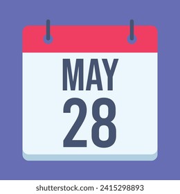 28. Mai Kalender. blauer Hintergrund. Vektorkalender.
