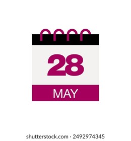 28. Mai Kalenderdatum Symbol Vektorgrafik EPS