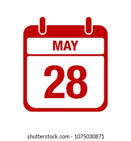 28 May calendar red icon. twenty eight