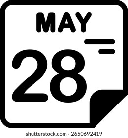 28 maio Calendário Semi Sólido ícone minimalista