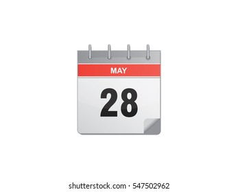 28 May calendar vector illustration on white background