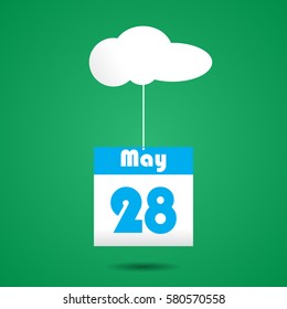 28 may calender icon with cloud paper art style