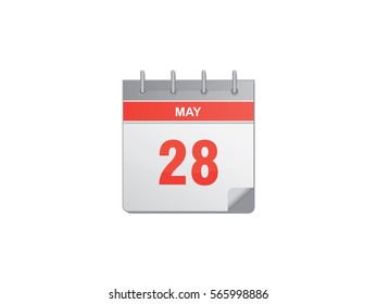 28 May red calendar vector illustration on white background
