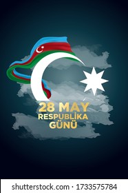 28 May Respublika day. Translation from Azerbaijan: 28 May Republic Day of Azerbaijan. Azerbaijan flag