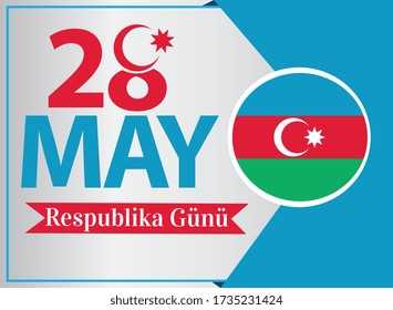 28 May Respublika gunu. Translation from azerbaijani: 28th May Republic day of Azerbaijan. Billboard, Poster, Social Media, Greeting Card template.