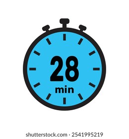 28 minutos Temporizador, reloj, cronómetro iconos aislados. Símbolo del temporizador de cuenta atrás. Temporizador de minutos, medida de tiempo, cronómetro, alarma.