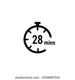 28 Minutes Clock Icon white design background.