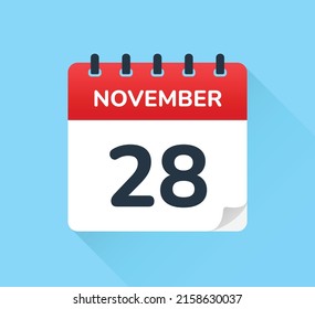 28 November - Calendar icon - Vector illustration