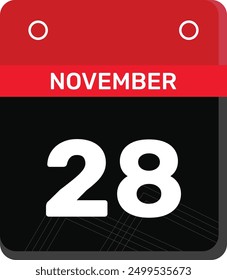 28 November - Daily Calendar Icon design red and black