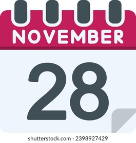 28 November Flat Vector Icon Design