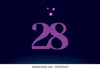 28 number digit logo pink line stripes magenta purple blue font creative text dots company vector icon design