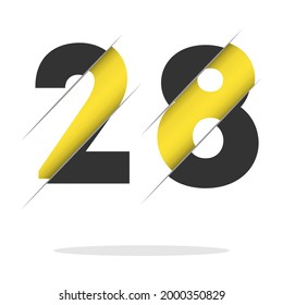 28 Number Logo Design with a Creative Cut and Black Circle Background. Creative logo design.