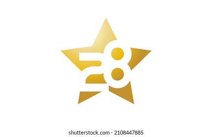 28 Number New Gold Abstract Star Logo