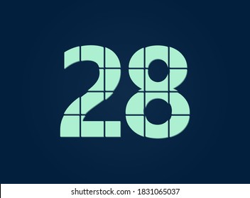 28 number, vector desing font.  Made of knife cut. For logo, brand label, design elements, corporate identity, application & more. IsolatedEps10 illustration
