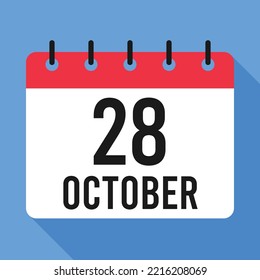 28 October Calendar. Blue Background. Vector Calendar.