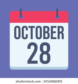28 October Calendar. Blue Background. Vector Calendar.