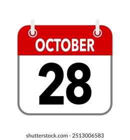 28 October, calendar date icon on white background.