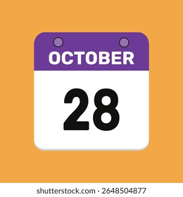 28 outubro calendário ícone página de texto design web mensal.