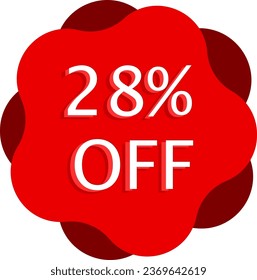 28% Off Discount Red Vector and Illustration Marketing Announcement in White Background