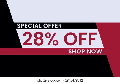 28% off Modern concept design. Sale banner template design, Big sale special offer. End of season special offer banner