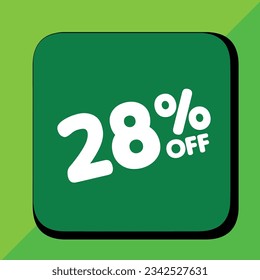 28% off per cent, percentage number in a colored circle, promotion, big sale, colorful background