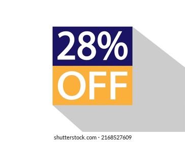 Up To 28% Off. Special offer sale sticker on white background with shadow.