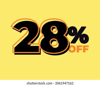 28% off tag twenty eight percent discount black friday sale black letter yellow background