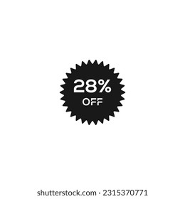 28% off.Sale and discount price sign or icon.Sales design template. Shopping and low price symbol. Vector illustration.28% off typography sale gift.Friday design template isolated on white background.