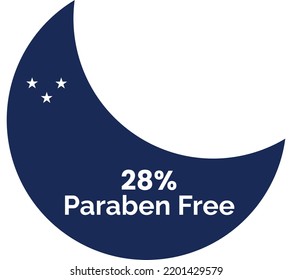 28% Paraben Free Product Label Sign for product vector art illustration with stylish font and blue white color