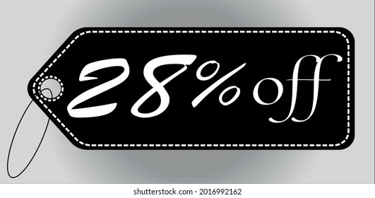 28 percent off black tag. discount banner for promotions and special offers